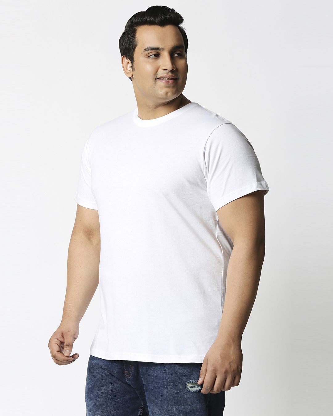 Shop White Half Sleeve Plus Size T-Shirt-Back