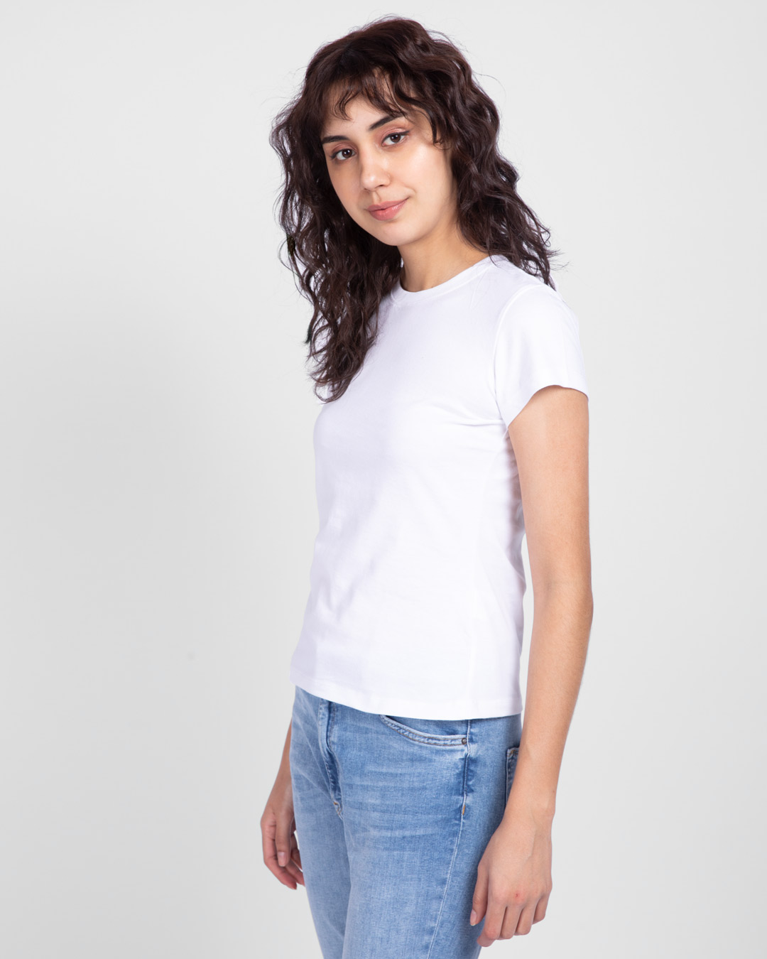Shop Women's White Slim Fit T-Shirt-Back