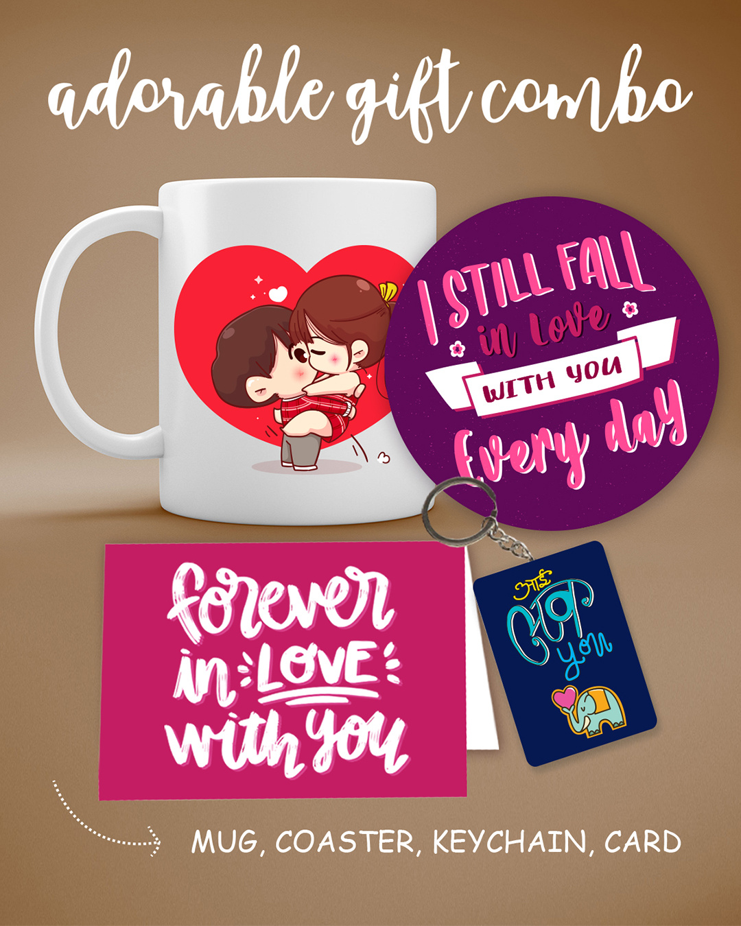 Shop White Heart Printed Valentine Gift Set-Back