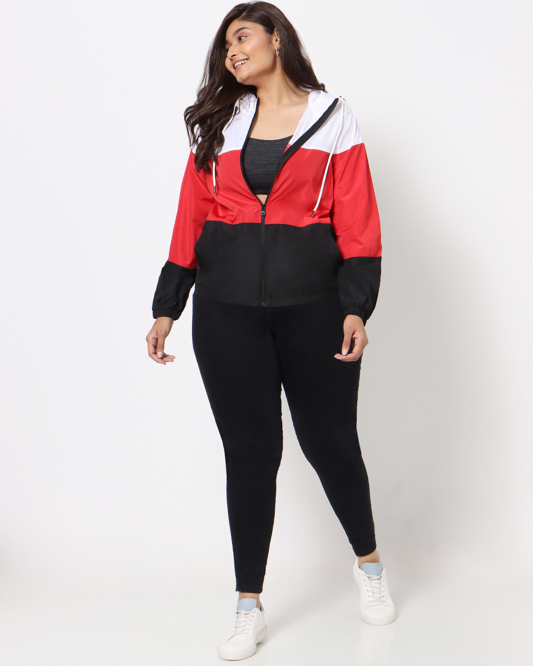 Buy Women's Multicolor Color Block Plus Size Windcheater Jacket Online at  Bewakoof