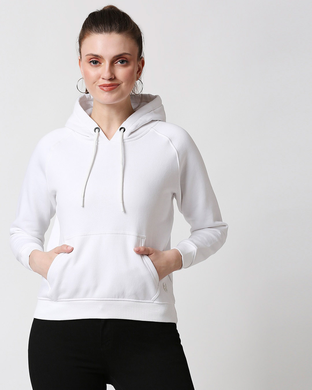 hooded white sweatshirt