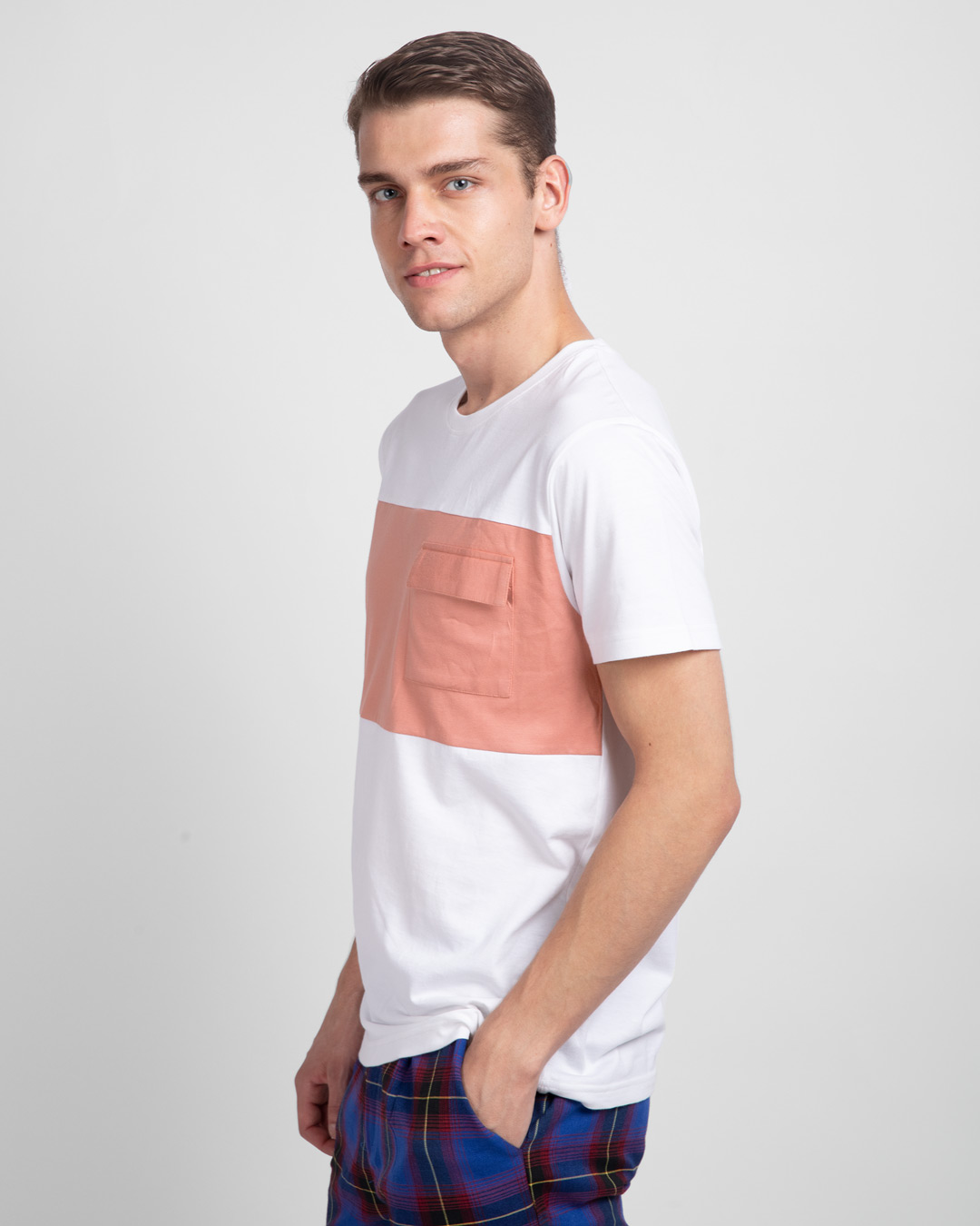Shop White & Misty Pink 90's Vibe Cargo Pocket T-Shirt-Back