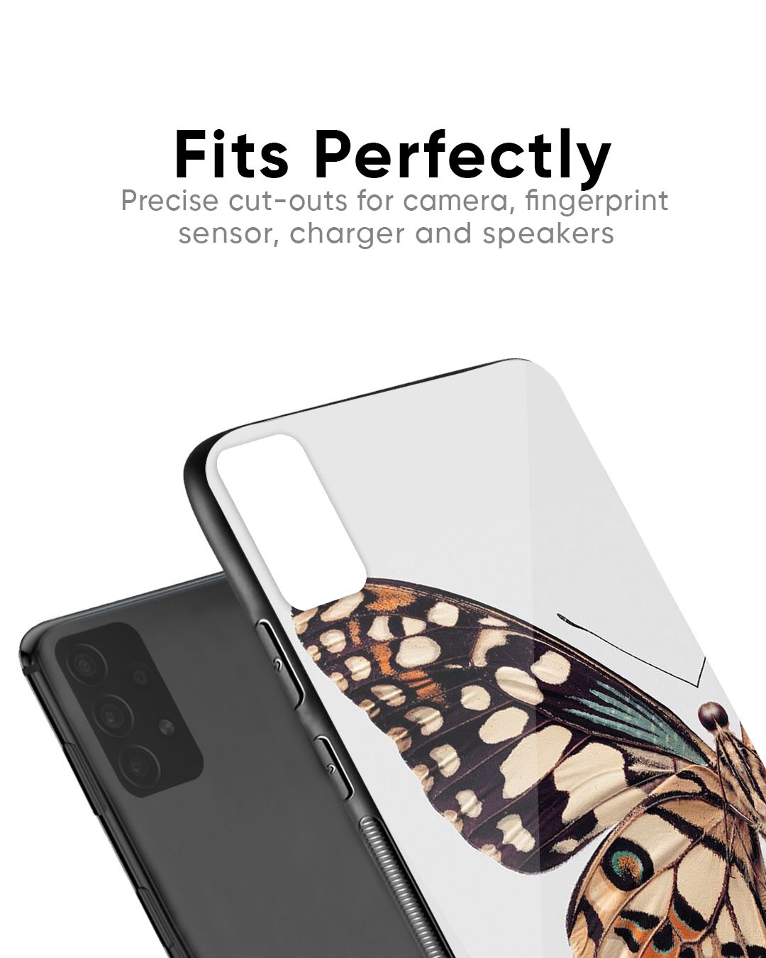 Shop White Monarch Butterfly Printed Glass Back Case for Xiaomi Redmi Note 7 Pro-Back