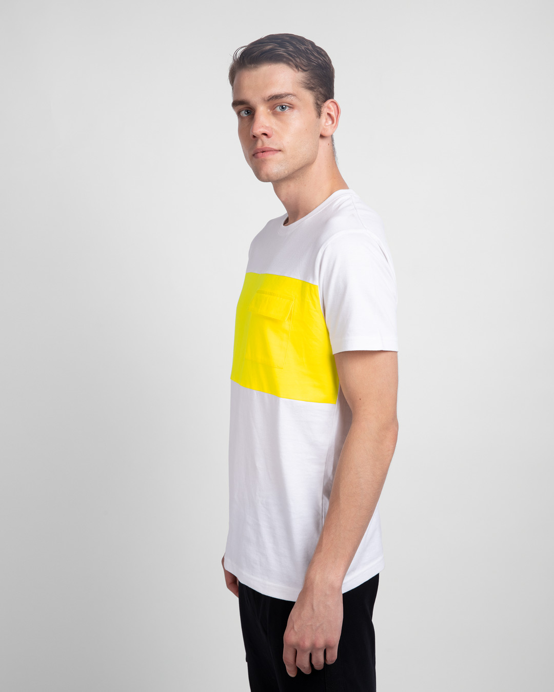Shop White & Pineapple Yellow 90's Vibe Cargo Pocket T-Shirt-Back