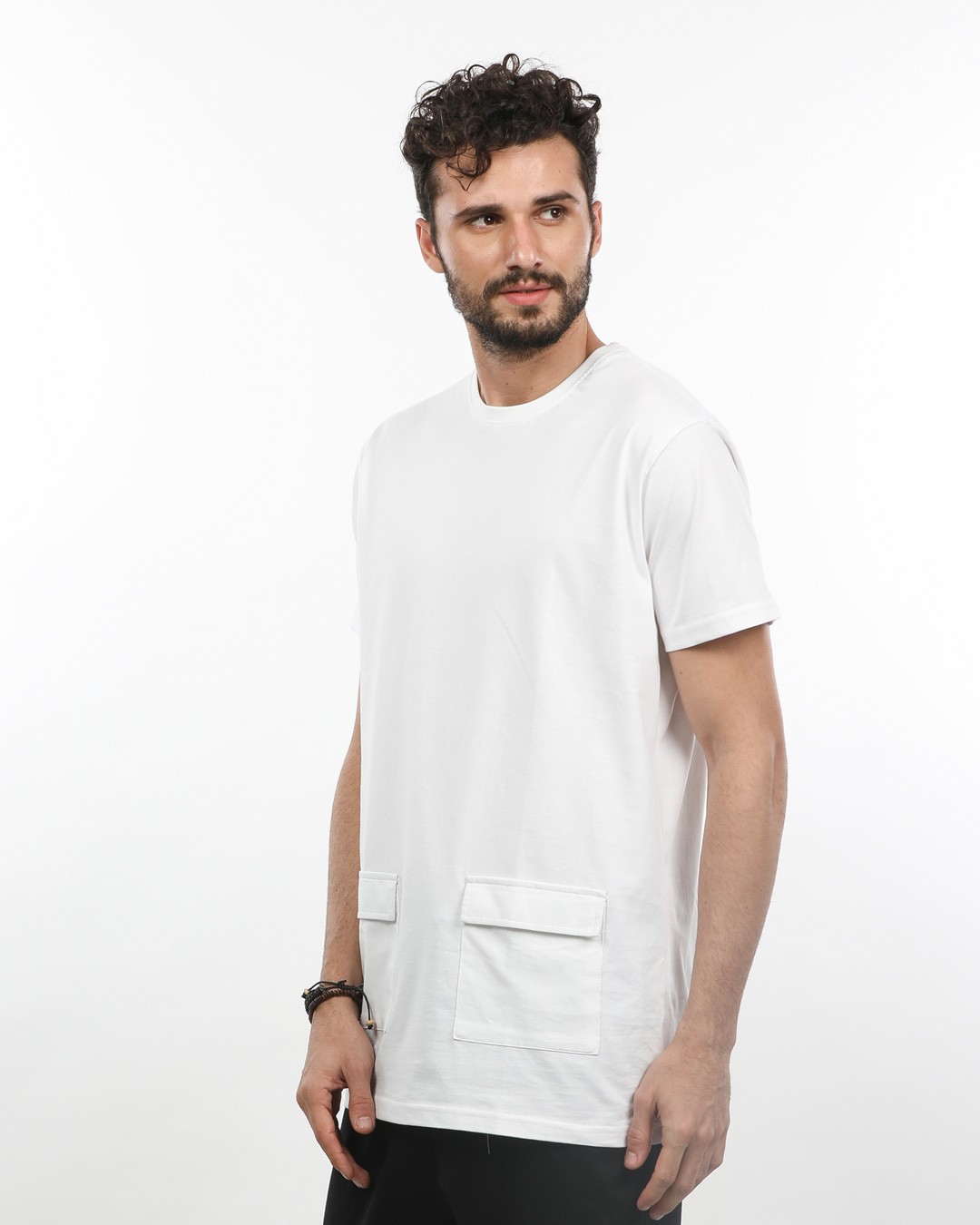 Shop White Pocket Longline T-Shirt-Back