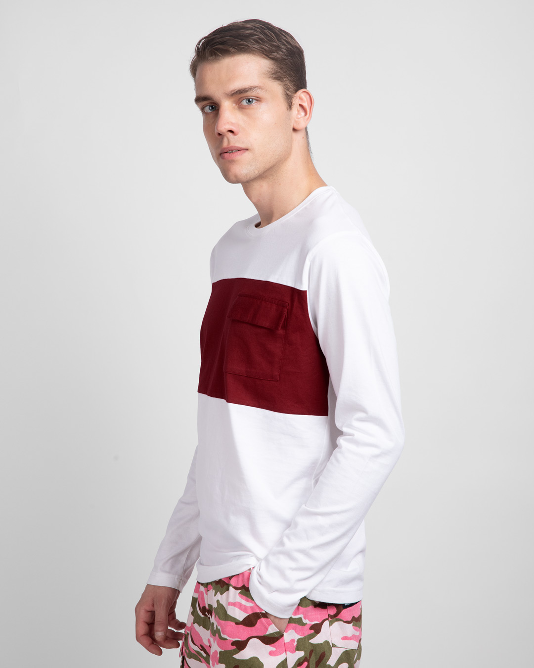 Shop White & Red 90's Vibe Cargo Pocket T-Shirt-Back
