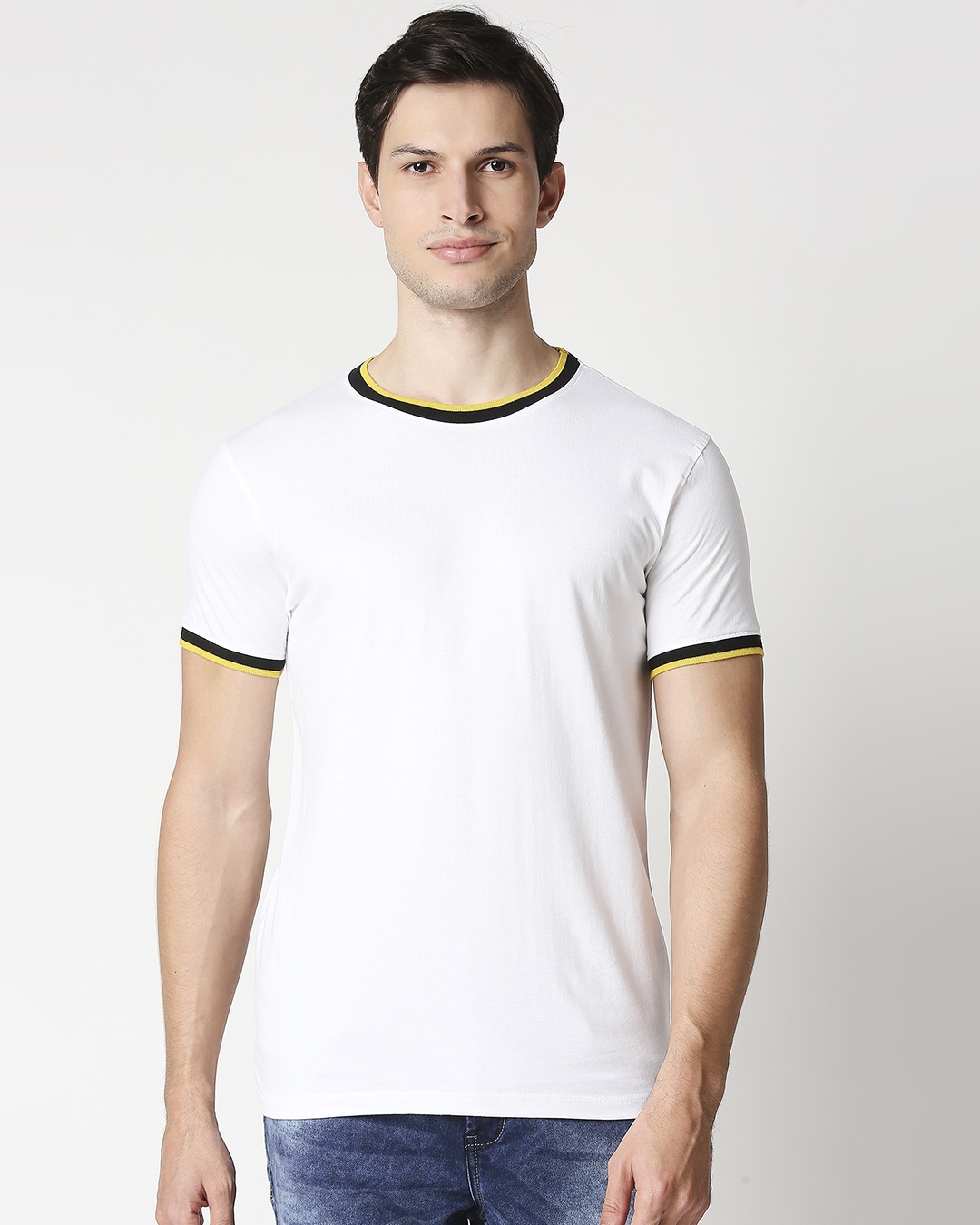 Shop Men's White Varsity T-shirt-Back