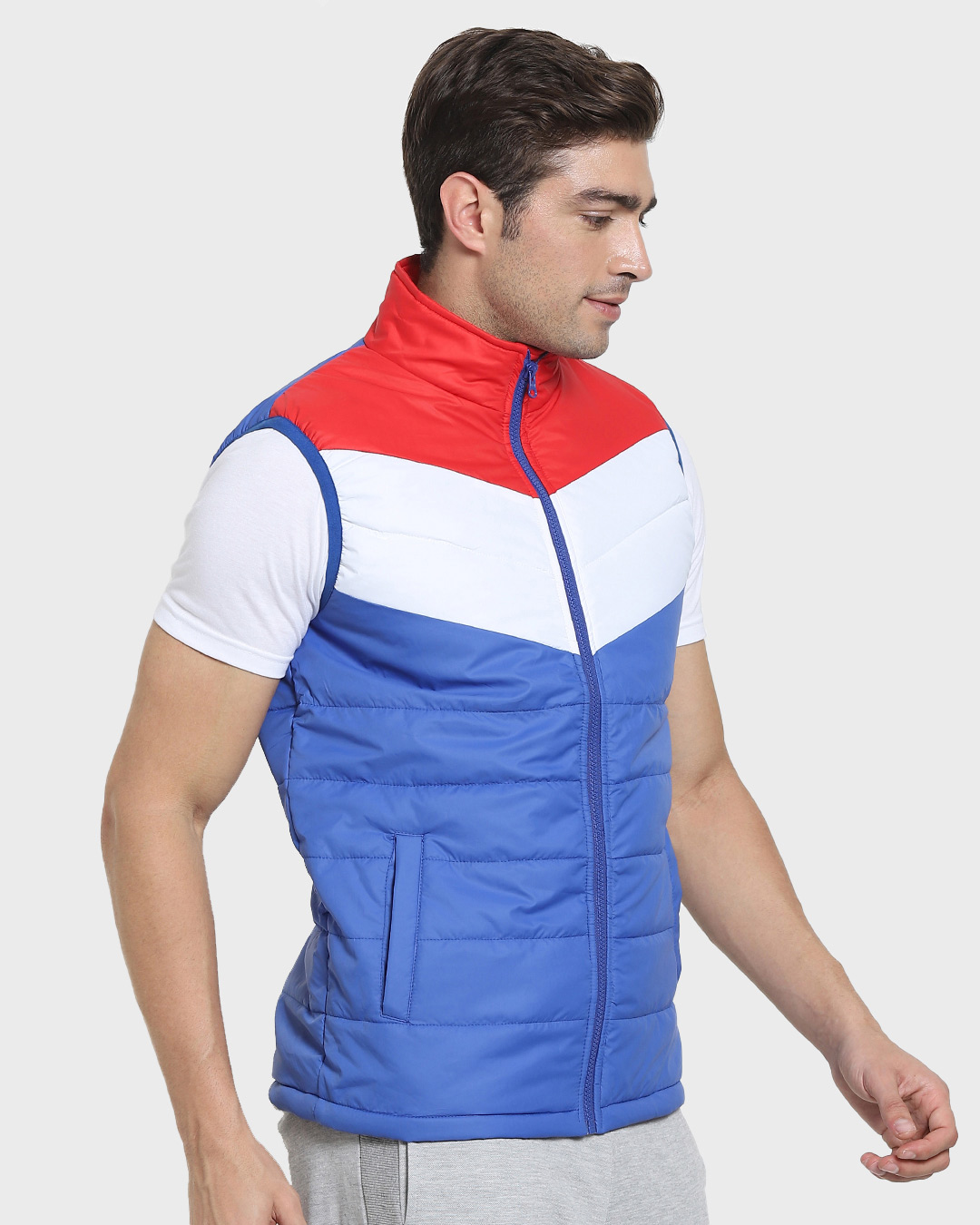 Shop Men's Multicolor Color Block Puffer Jacket-Back