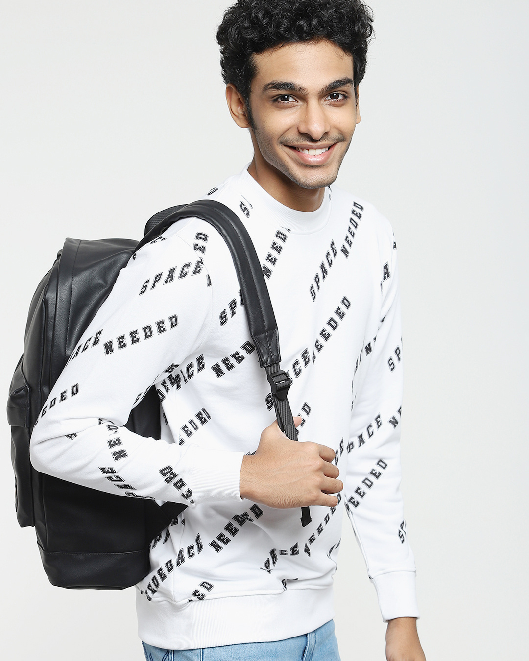 Buy Men's White Needed AOP Sweatshirt Online at Bewakoof