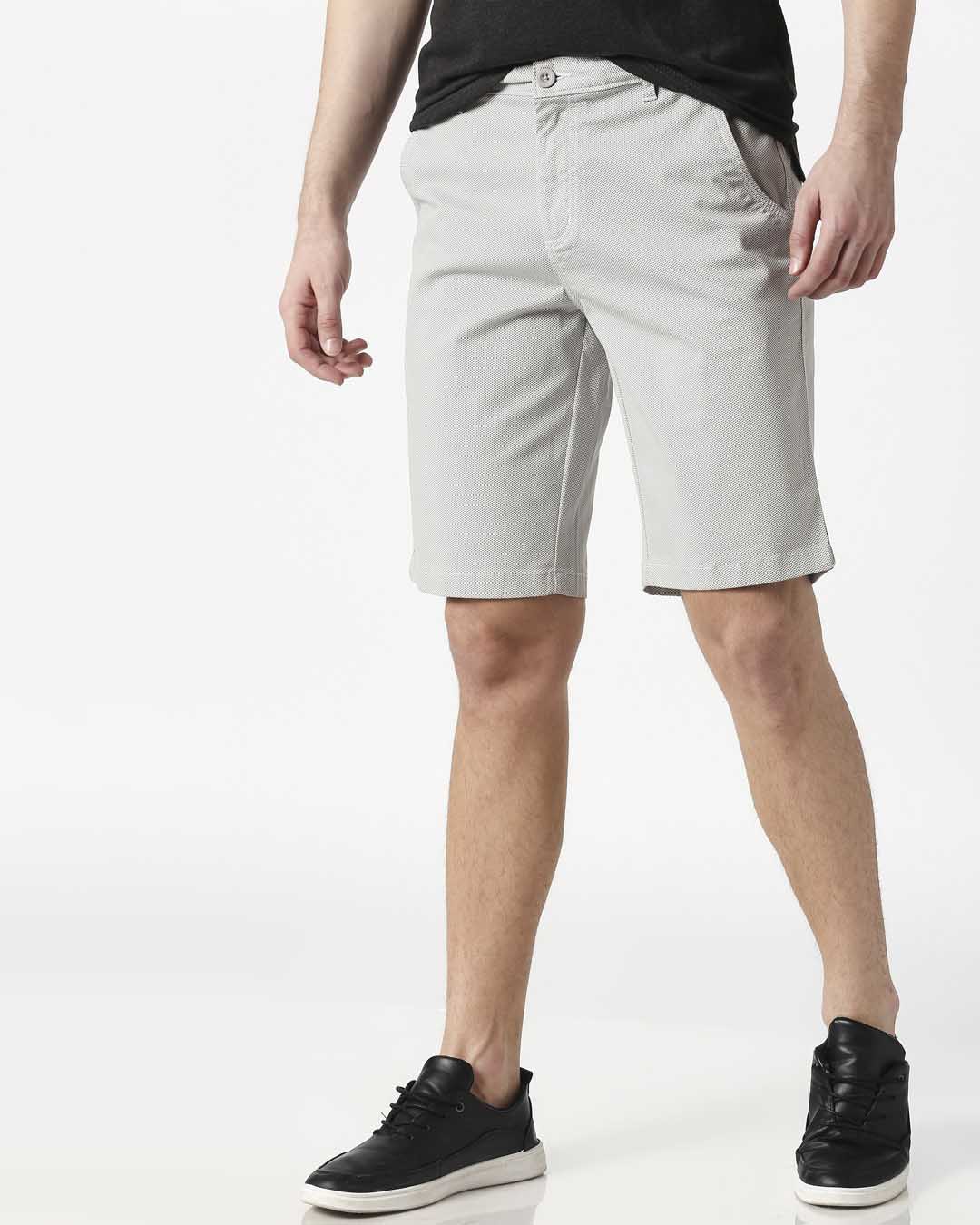 Shop White Textured Men's Shorts-Back