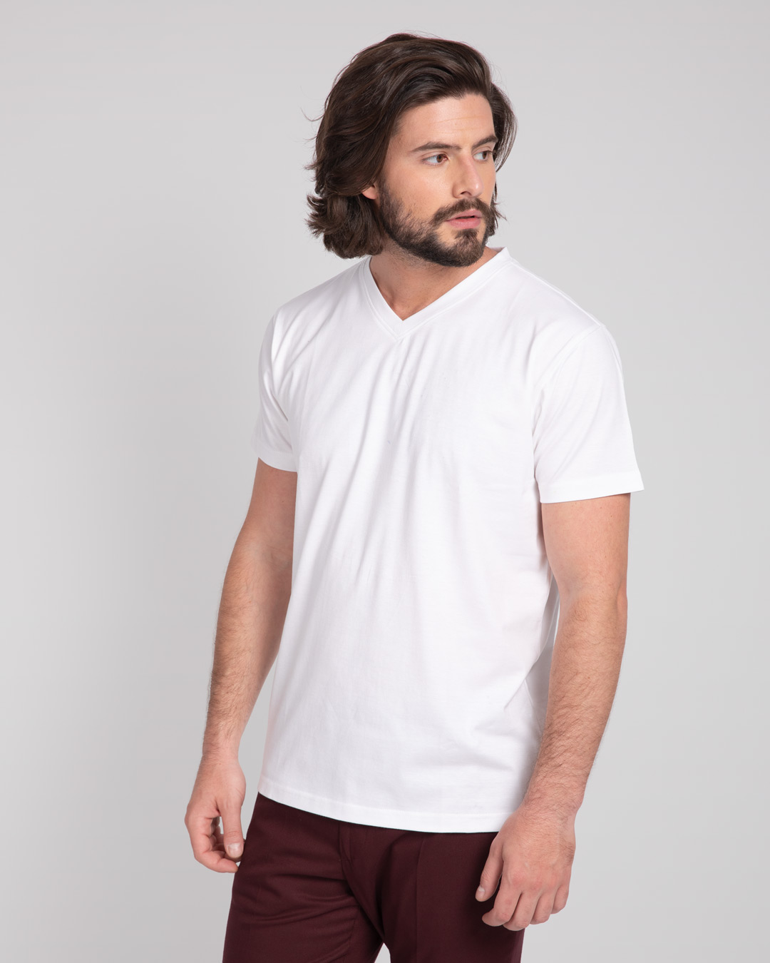 Shop White V-Neck T-Shirt-Back