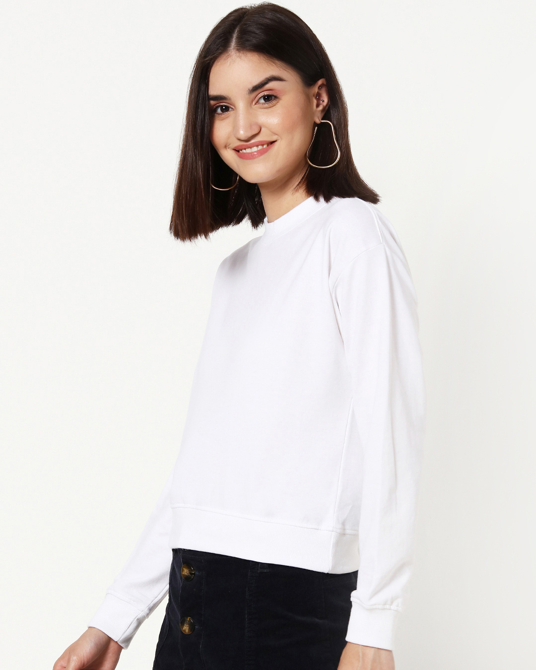 Shop Women's White Crop Sweatshirt-Back