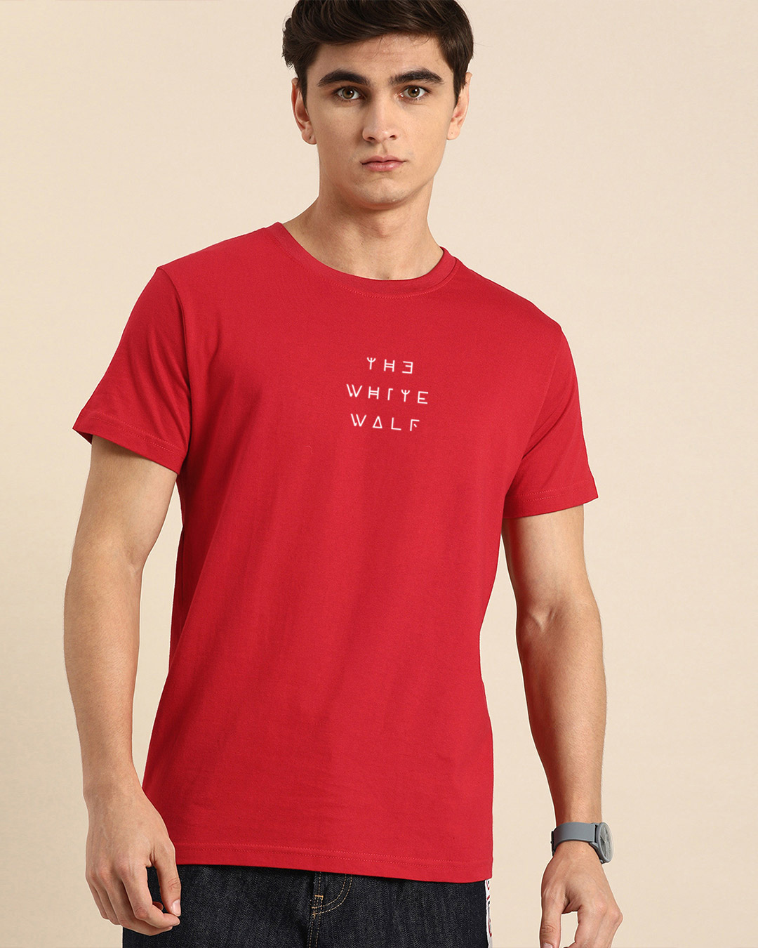 Shop White Wolf Half Sleeve T-shirt-Back