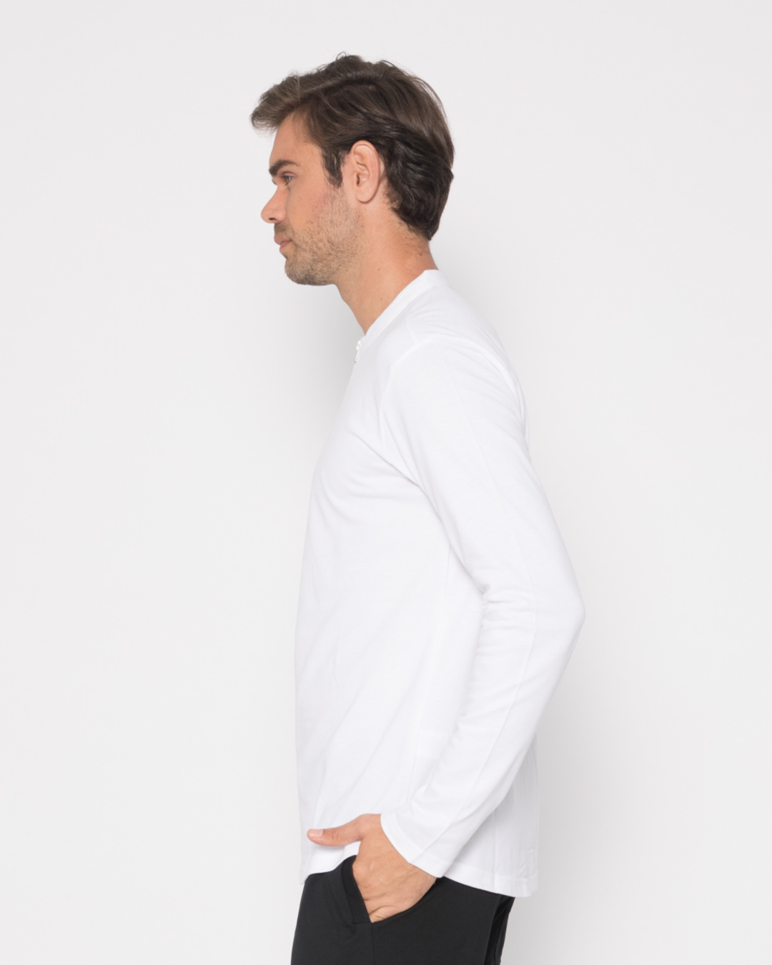 Shop White Zip Henley Full Sleeve Pique T-Shirt-Back