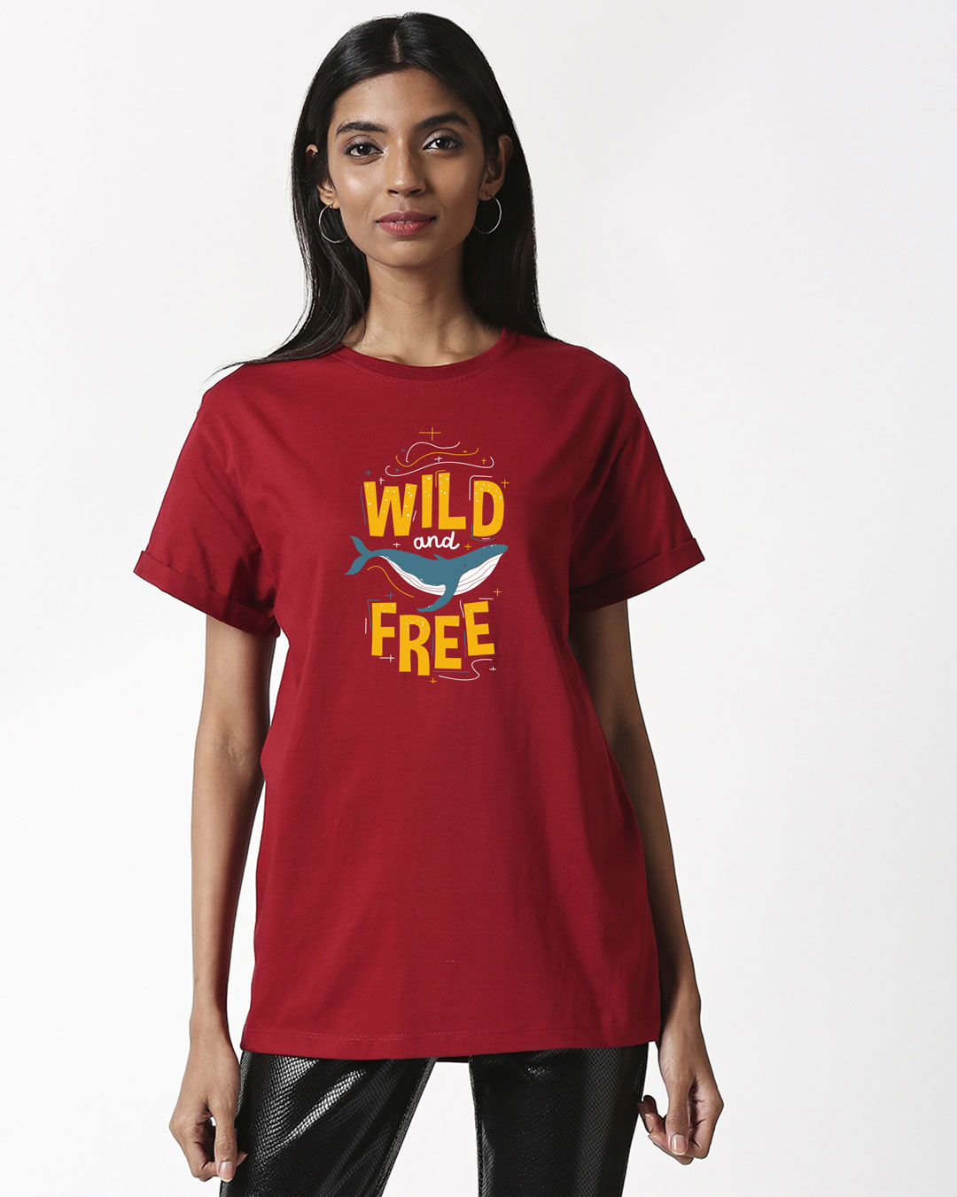 Shop Wild And Free Nautical Boyfriend T-Shirts Cherry Red-Back