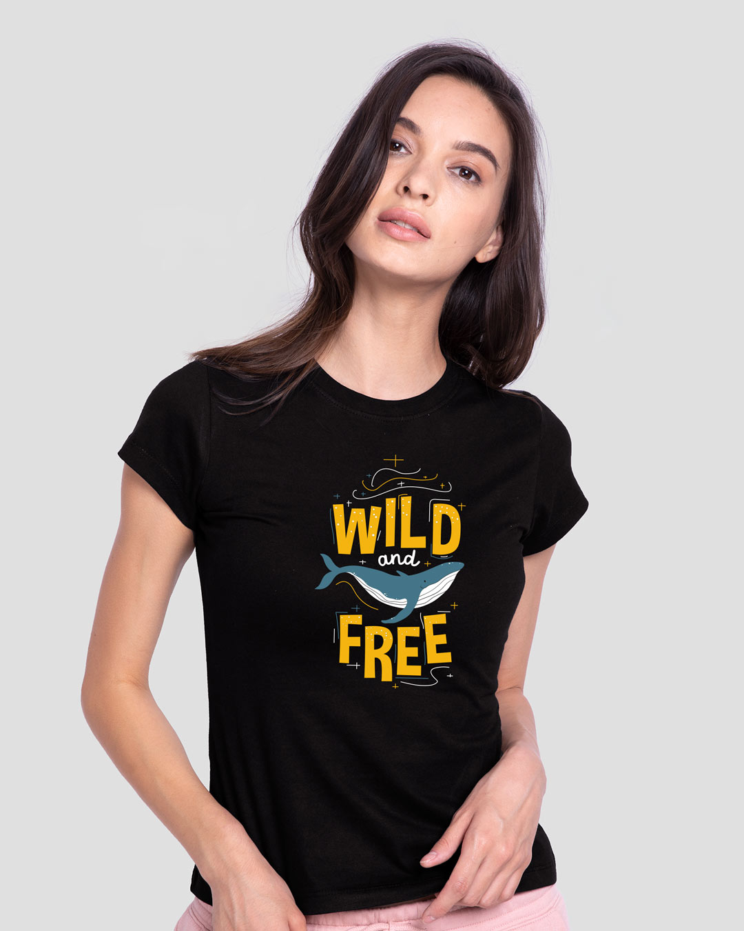 Shop Wild And Free Nautical Half Sleeve Printed T-Shirt Black-Back