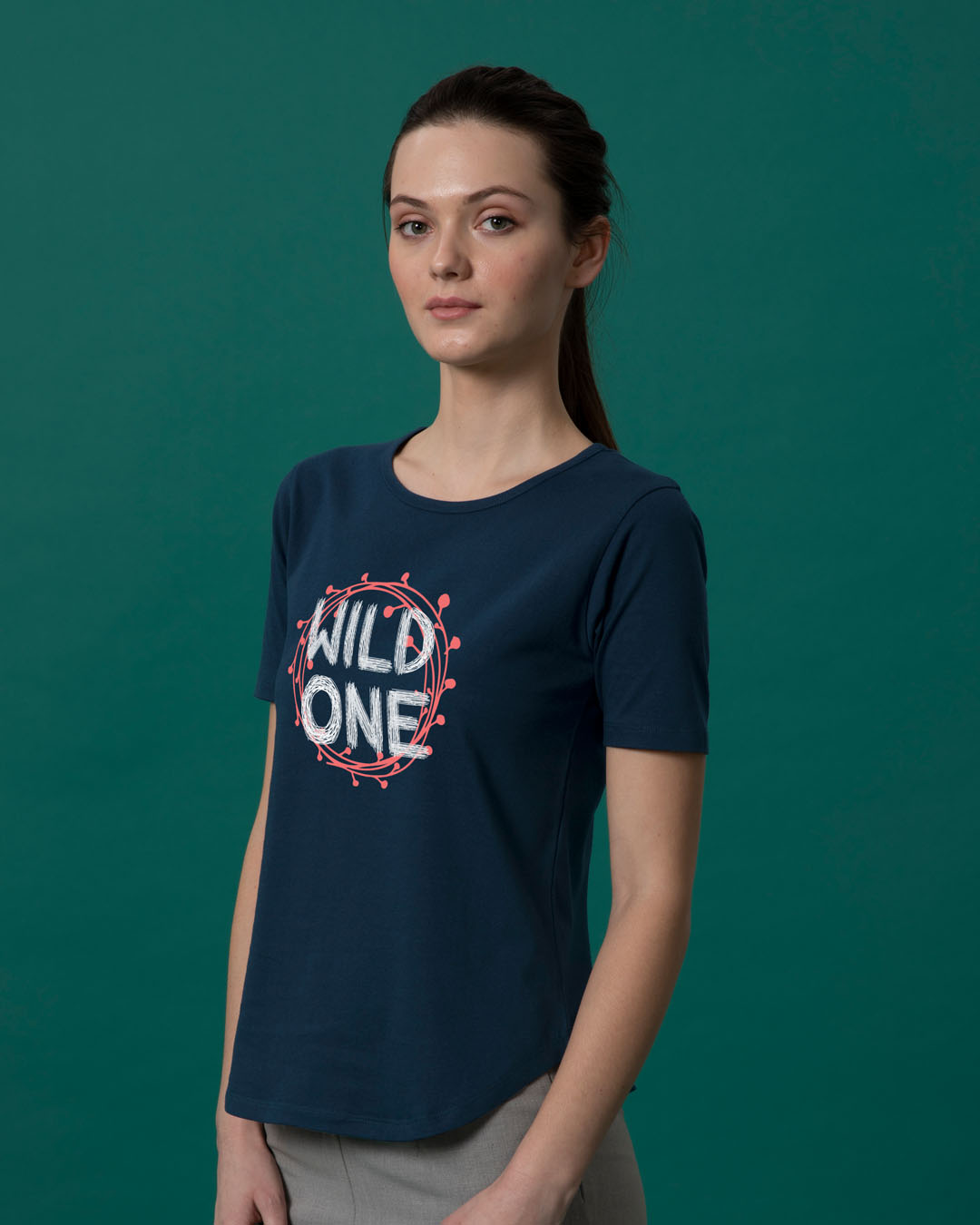 Shop Wild One Typography Basic Round Hem T-Shirt-Back