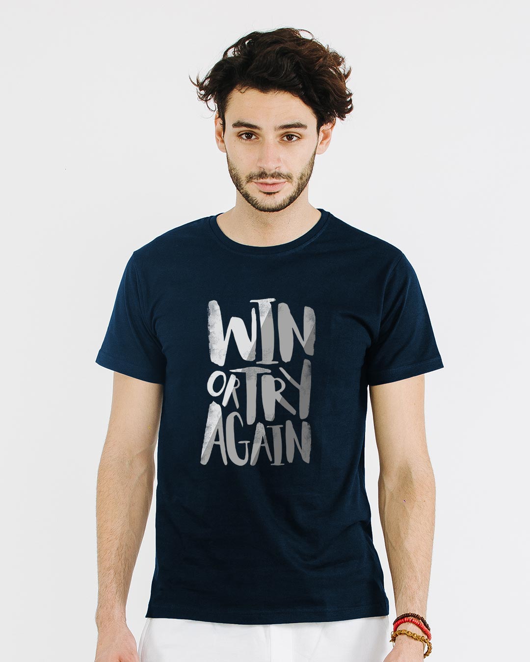 Shop Win Or Try Again Half Sleeve T-Shirt-Back