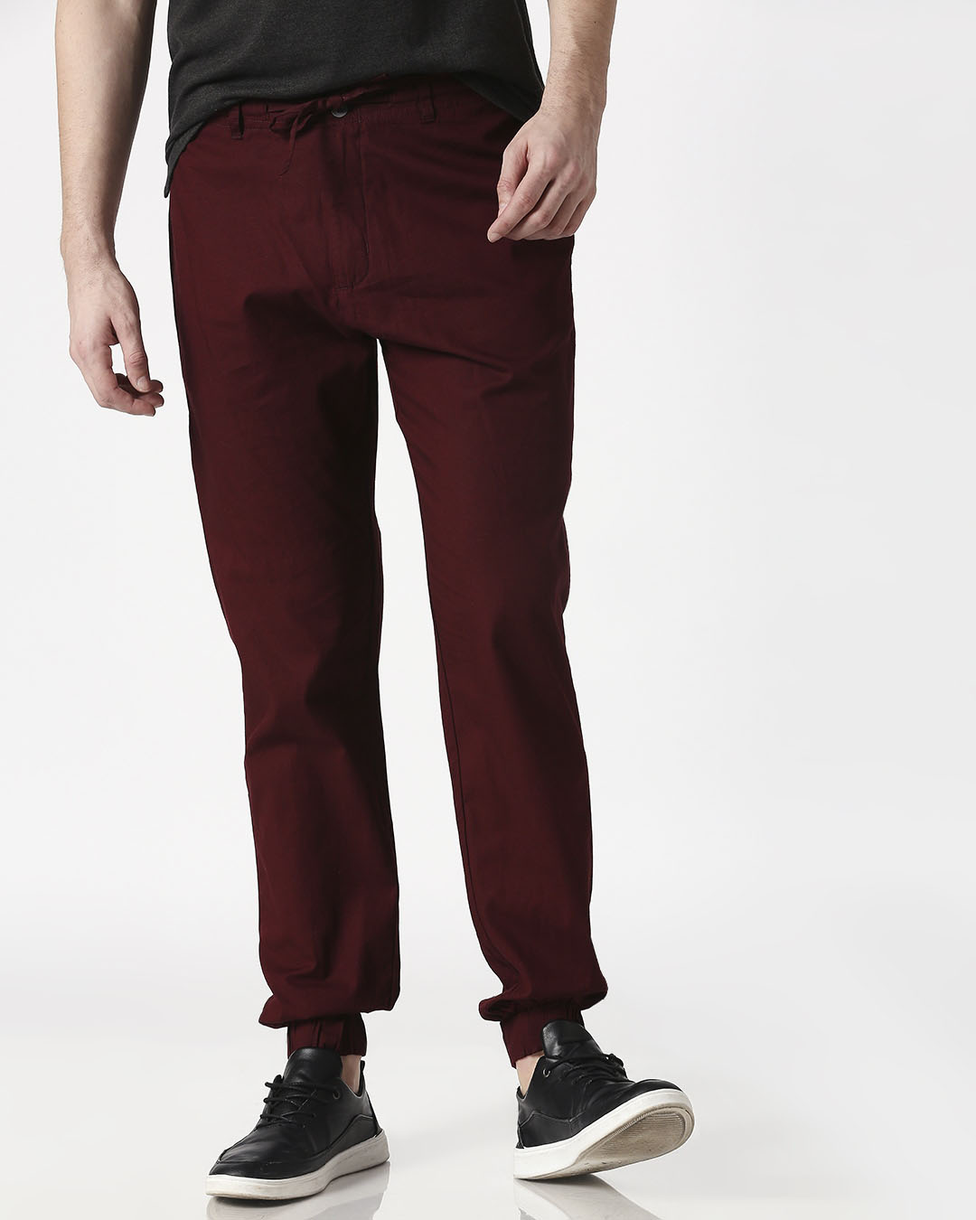 black wine track pants