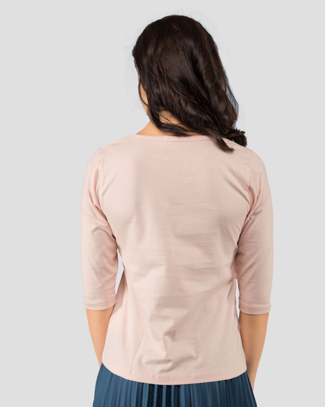Shop Wink New Round Neck 3/4 Sleeve T-Shirt Baby Pink-Back
