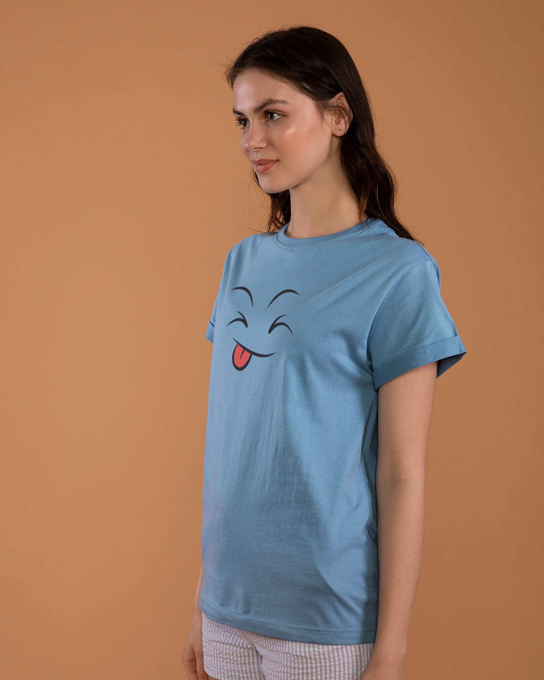 Shop Winky Smiley Boyfriend T-Shirt-Back