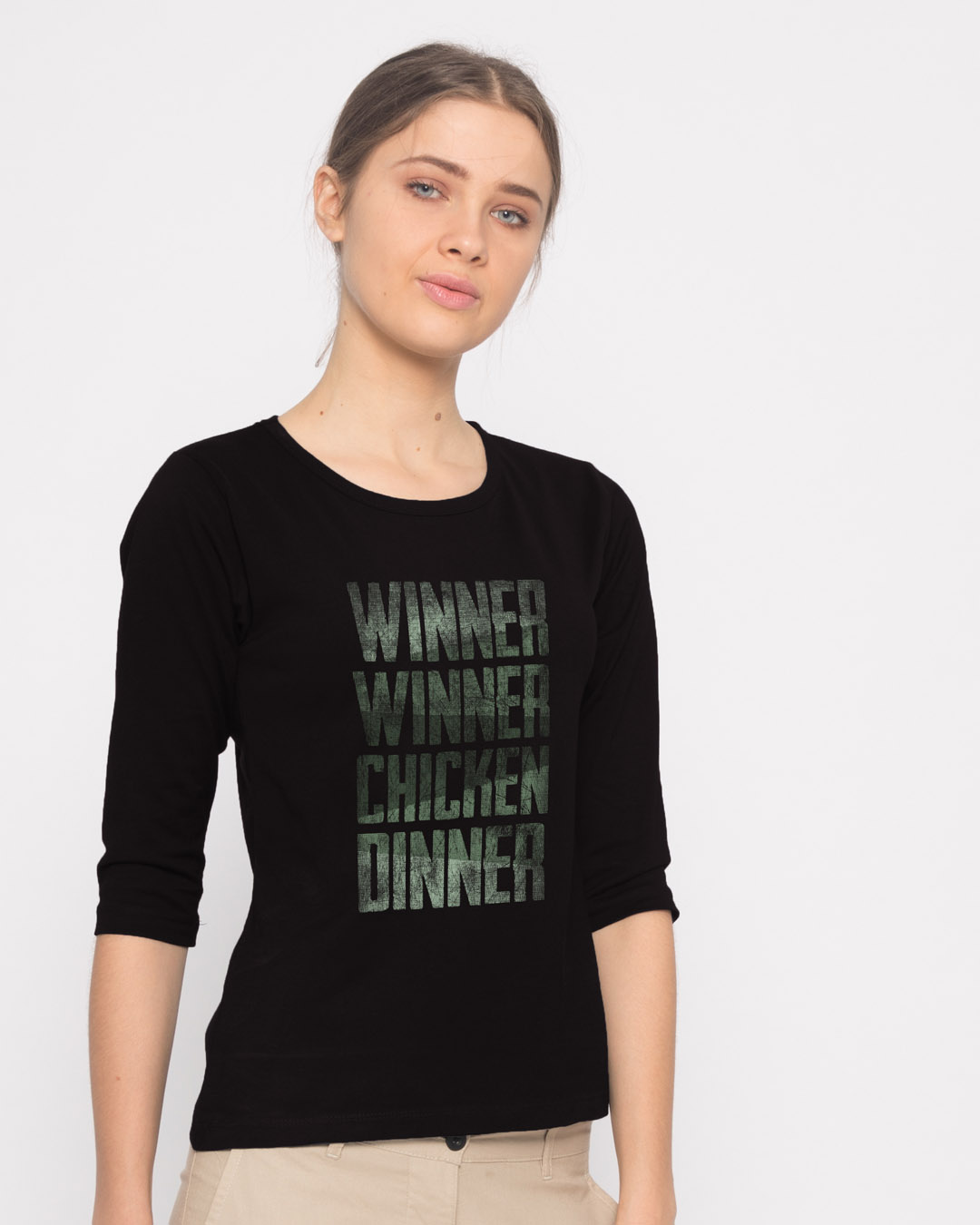 Shop Winner Chicken Round Neck 3/4th Sleeve T-Shirt-Back