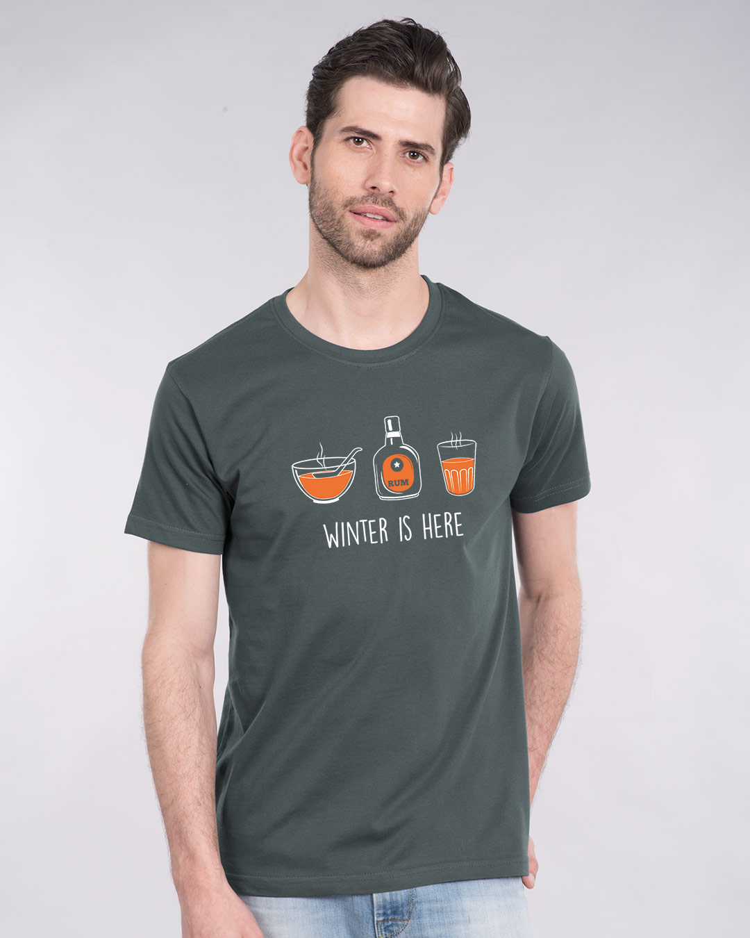 Shop Winter Drinks Half Sleeve T-Shirt-Back