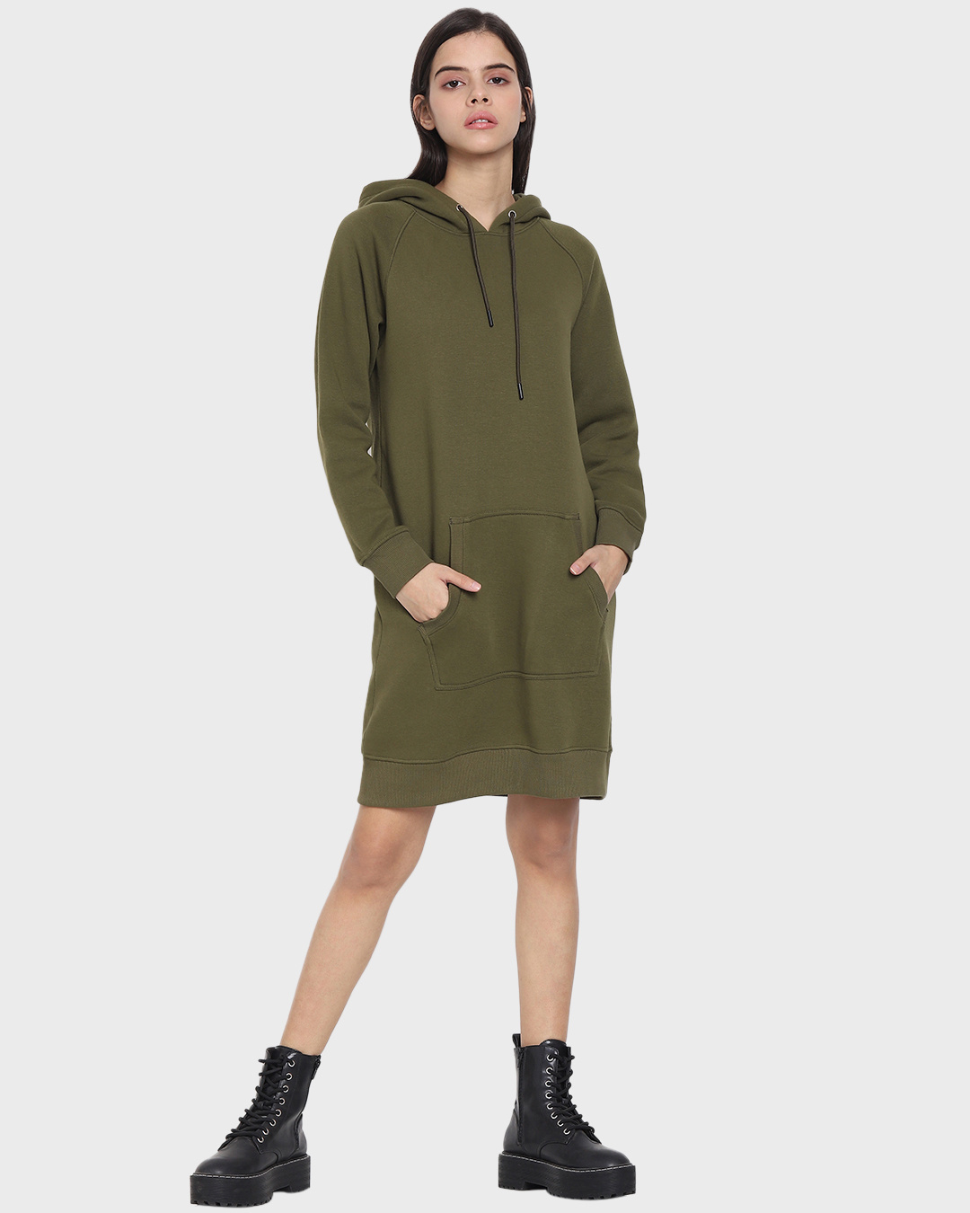 Hoodie Dress - Moss