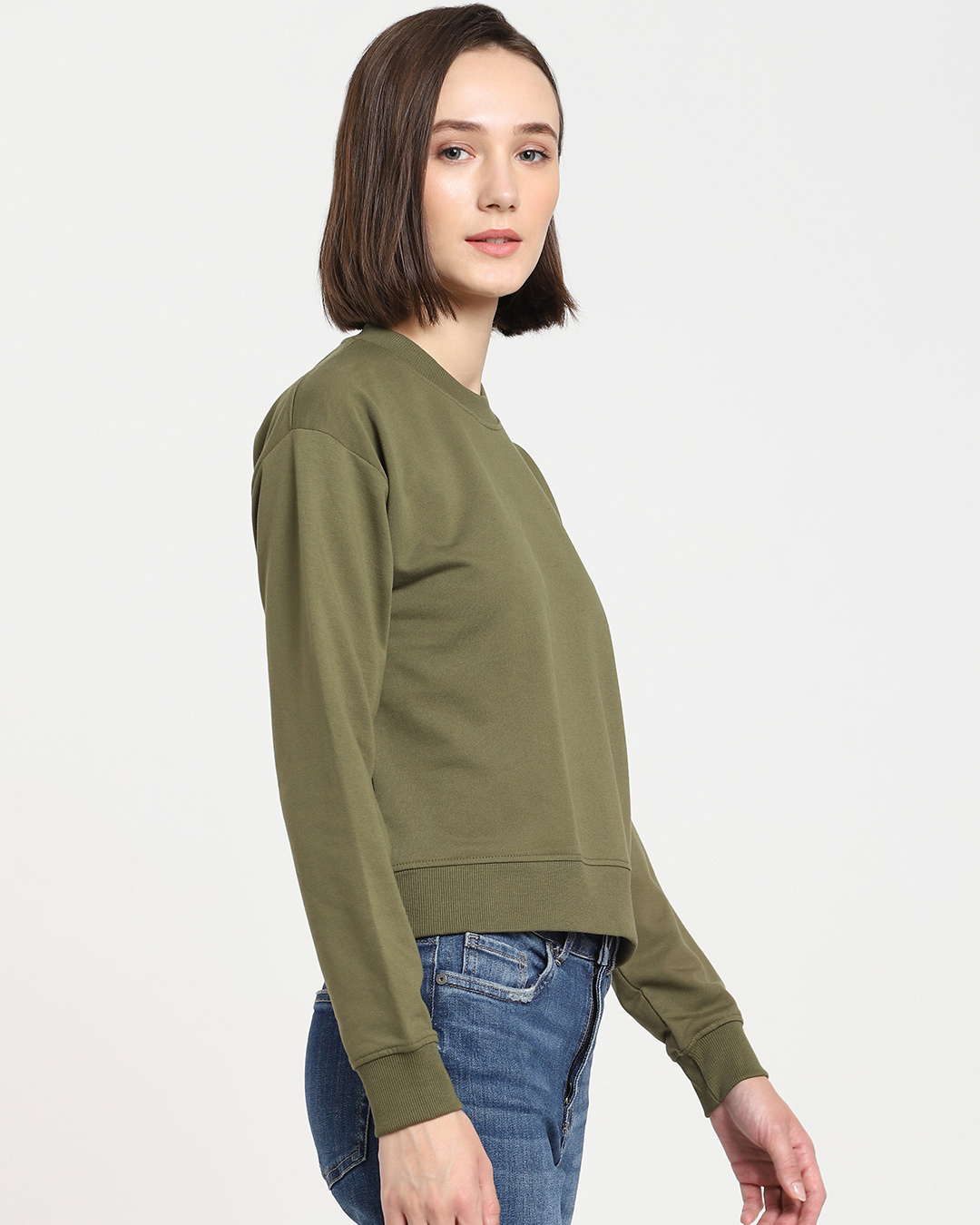 Shop Women's Winter Moss Crop Sweatshirt-Back
