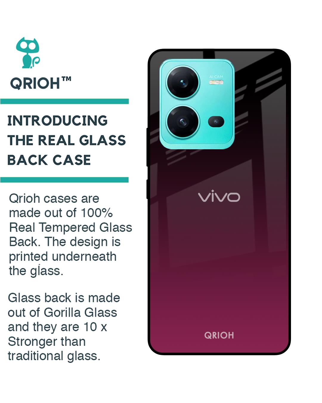 Shop Wisconsin Wine Premium Glass Case For Vivo V25 (Shock Proof,Scratch Resistant)-Back