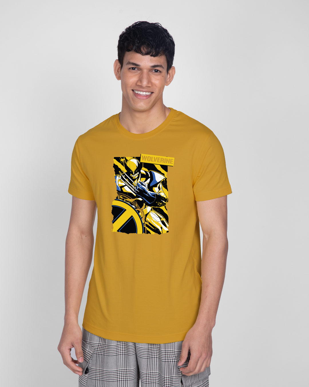 Shop Wolverine Poster Half Sleeve T-Shirt Mustard Yellow (XML)-Back