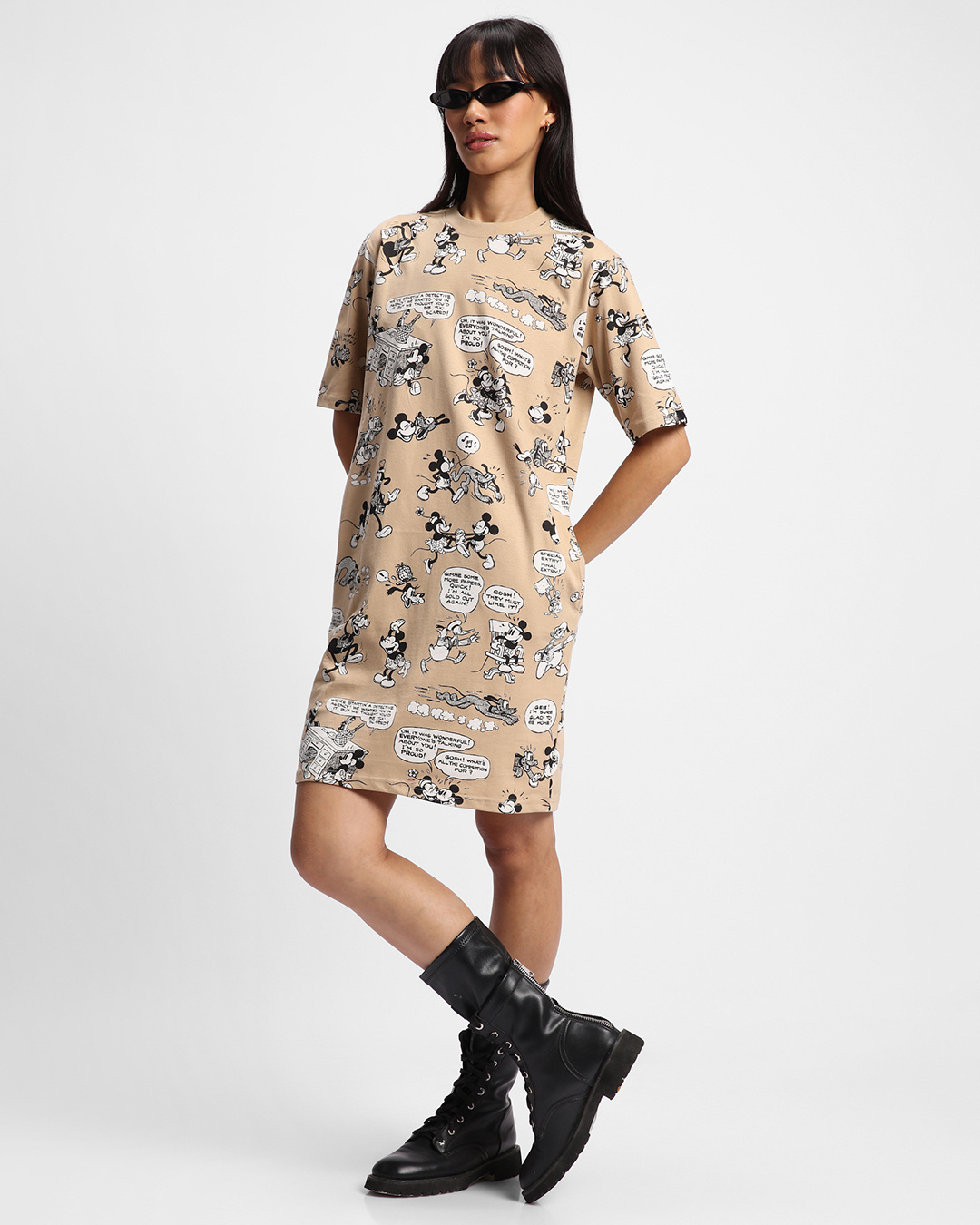 Shop Women's Brown All Over Printed Oversized Dress-Back