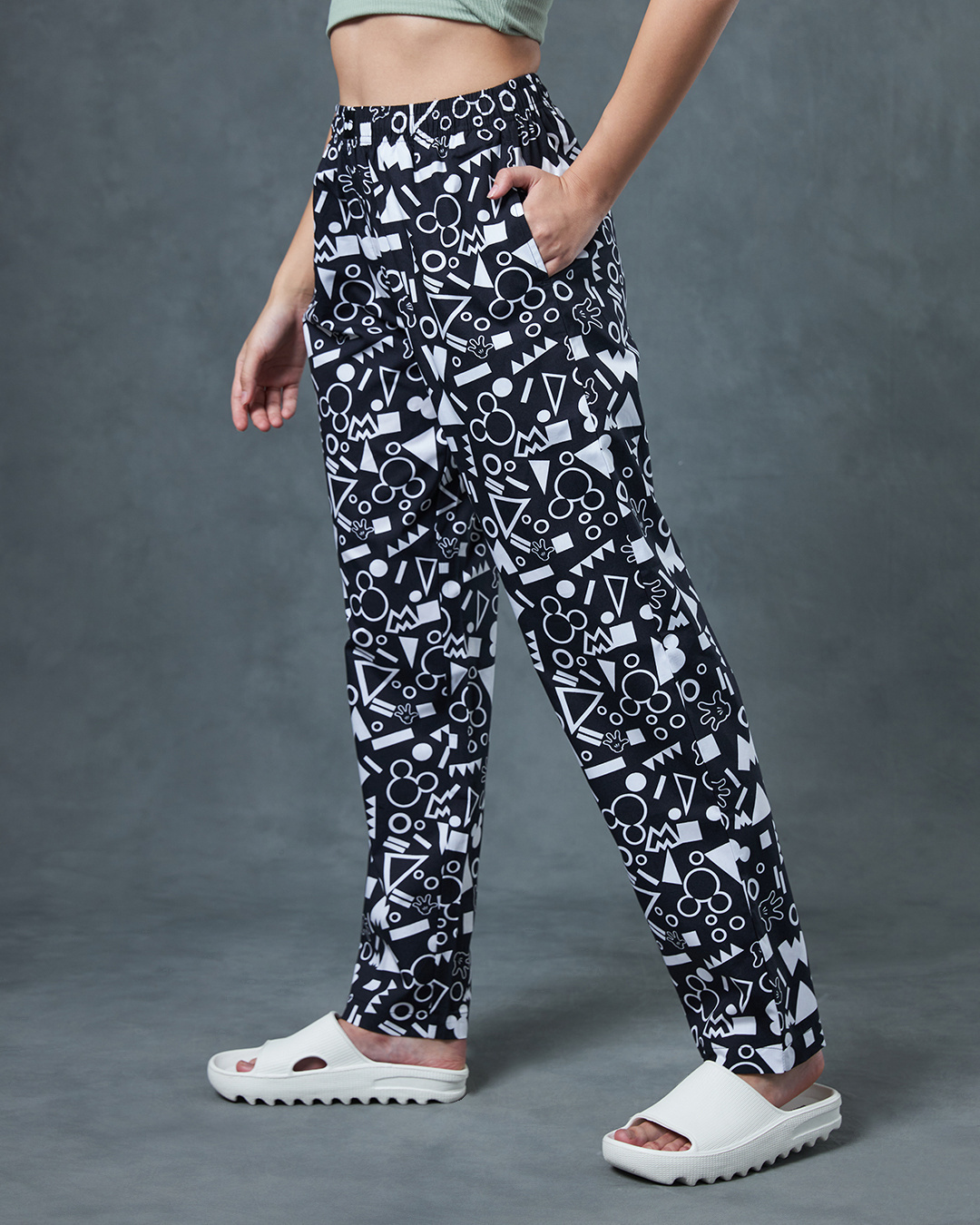 Shop Women's Black All Over Printed Pyjamas-Back
