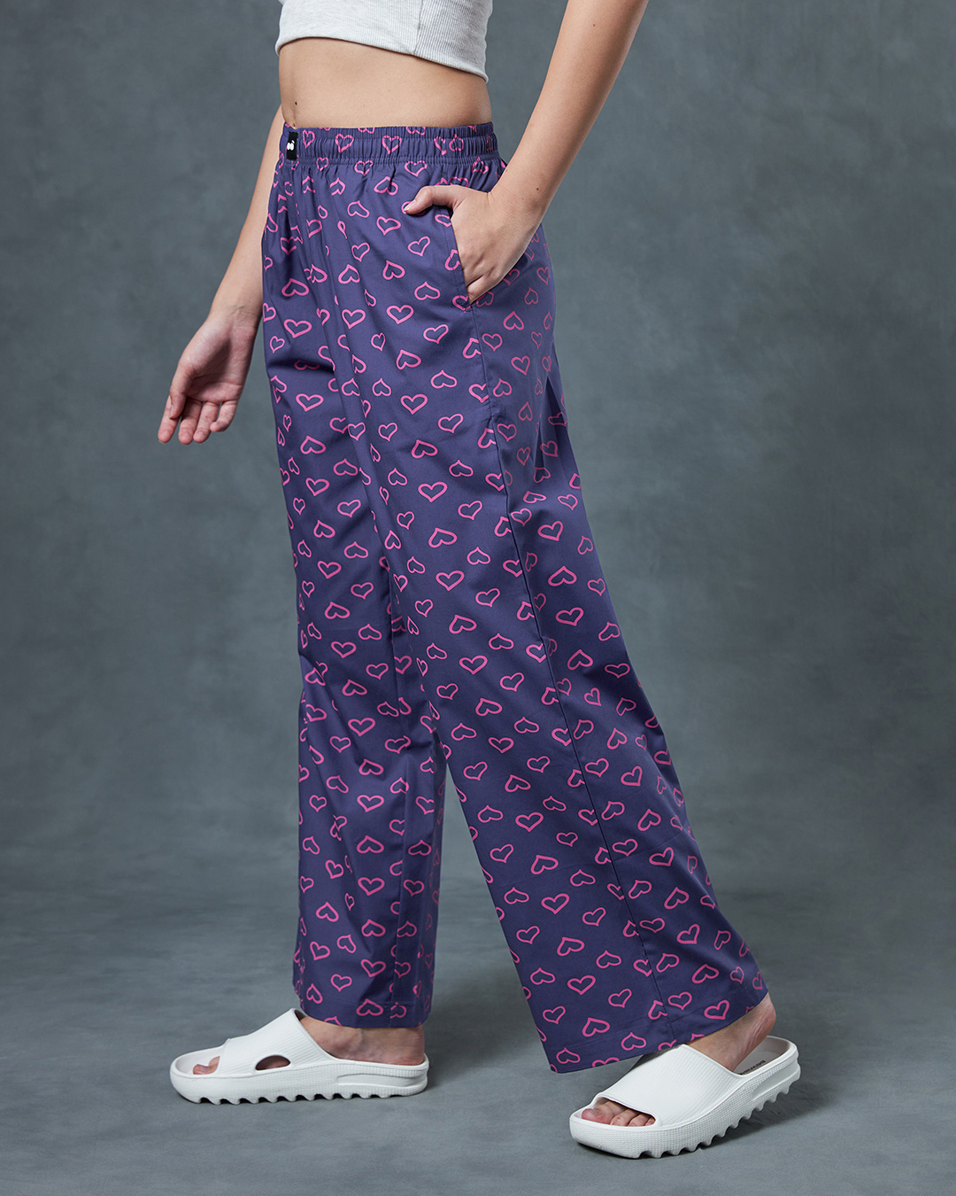 Shop Women's Blue All Over Printed Oversized Pyjamas-Back