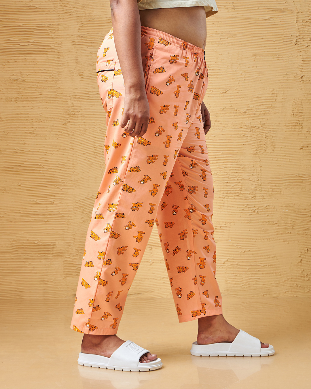 Shop Women's Orange All Over Printed Plus Size Pyjamas-Back