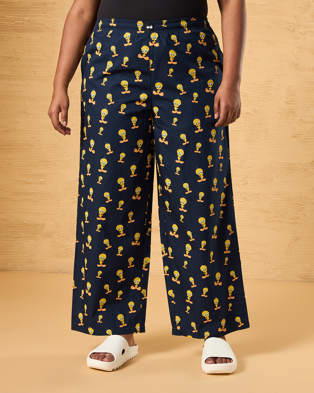 Shop Women's Blue All Over Printed Oversized Plus Size Pyjamas-Back