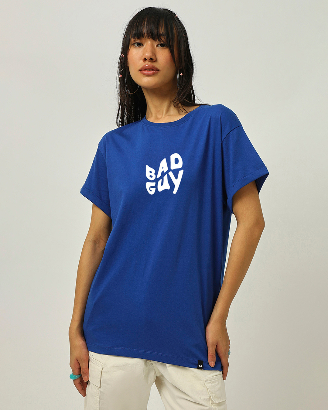 Shop Women's Blue Bad Guy Billie Graphic Printed Boyfriend T-shirt-Back