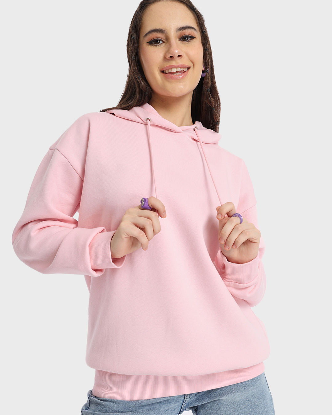 Buy Women's Barely Pink Oversized Hoodie Online at Bewakoof