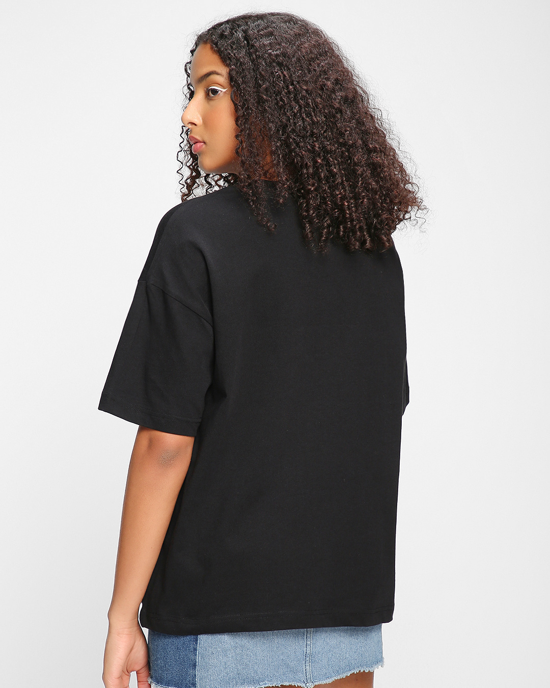 Shop Pack of 2 Women's Black & Navy Blue Oversized T-shirt-Back