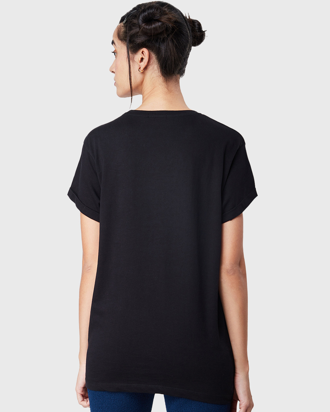 Shop Women's Black Refuse To Grow Graphic Printed Boyfriend T-shirt-Back