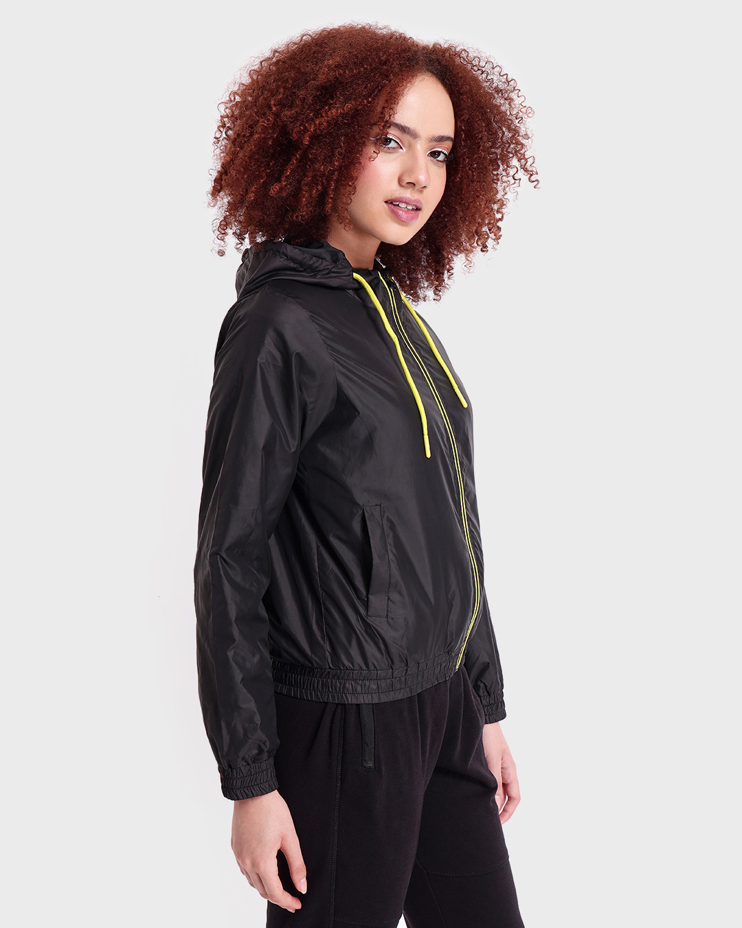 Shop Women's Black Plus Size Windcheater Jacket-Back