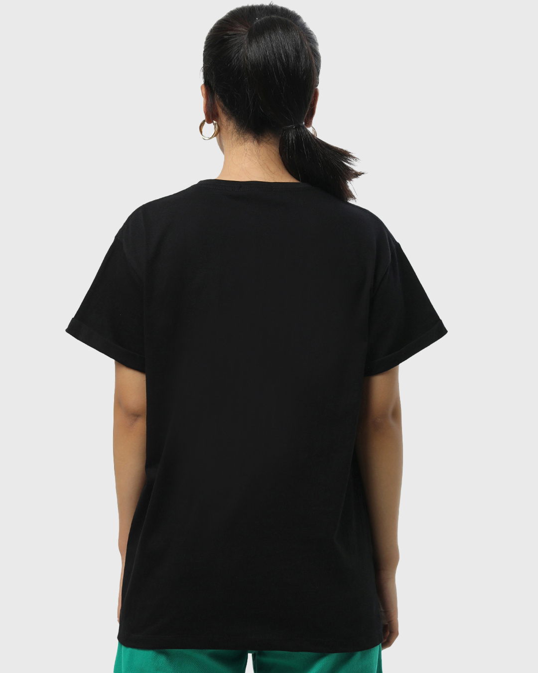 Shop Women's Black Blue Vibes Graphic Printed Boyfriend T-shirt-Back