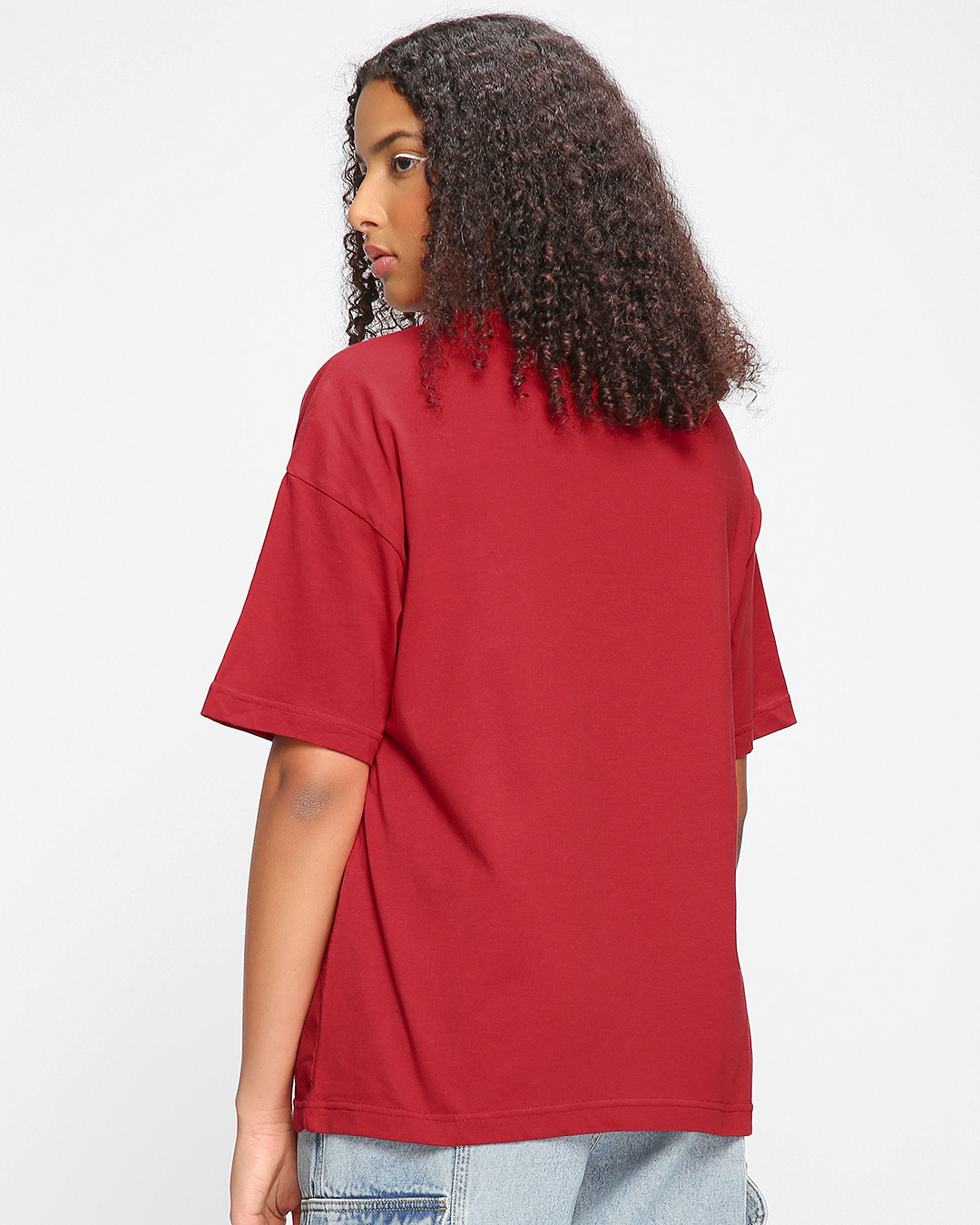 Shop Women's Red There Is No We In Food Graphic Printed Oversized T-shirt-Back