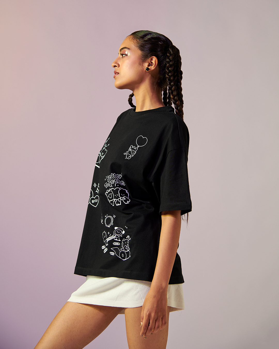Shop Women's Black BTS Better Together Graphic Printed Oversized T-shirt-Back