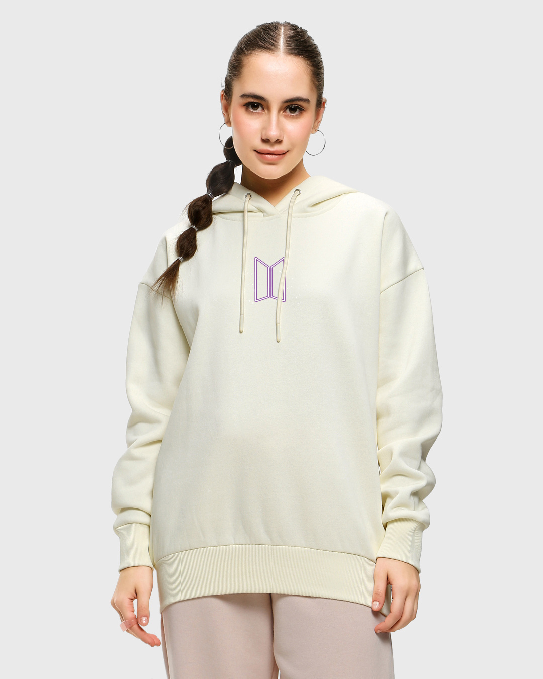 Shop Women's Gardenia BTS by Universe Graphic Printed Oversized Hoodie-Back
