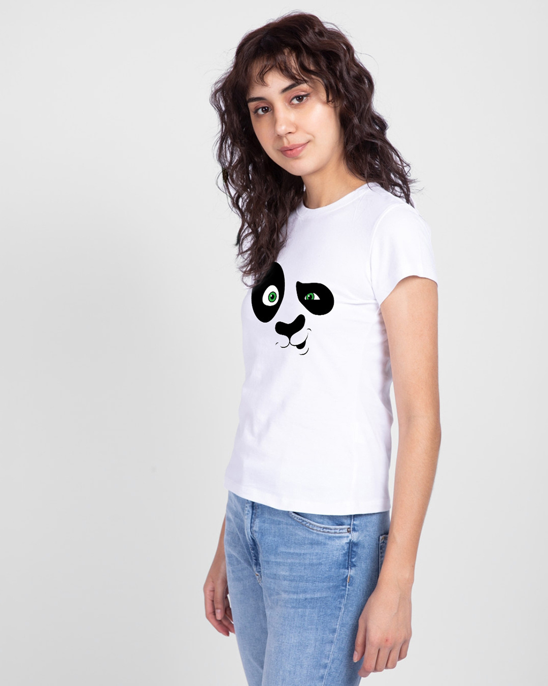 Shop Women's White Crazy Panda Graphic Printed T-shirt-Back