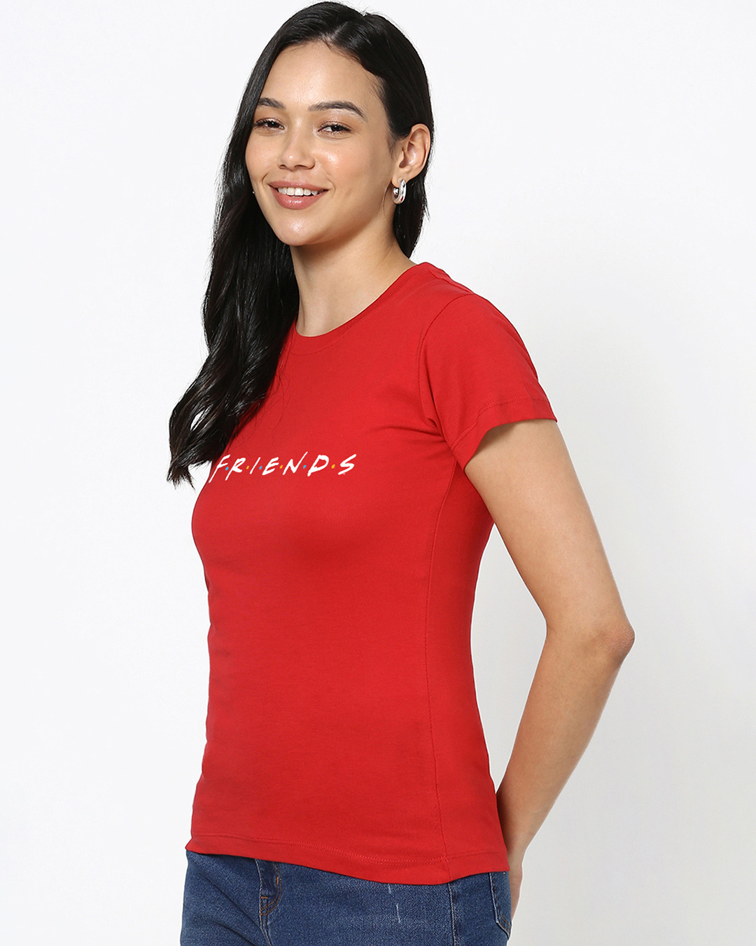 Shop Women's Red Friends logo Graphic Printed T-shirt-Back