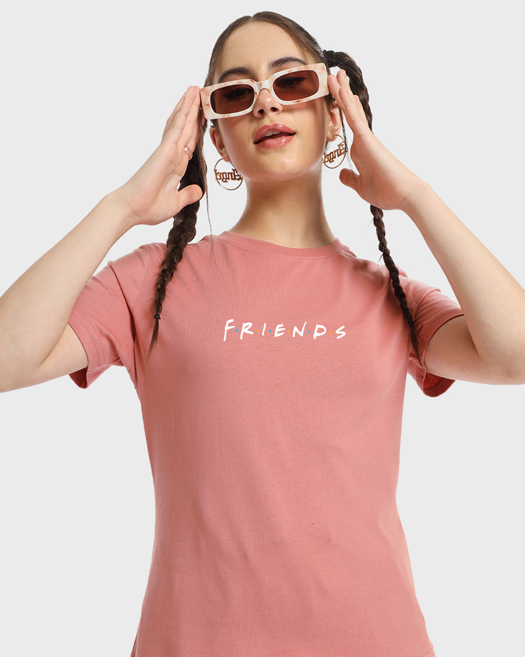Buy Women's Pink Friends Logo Typography T-shirt Online at Bewakoof