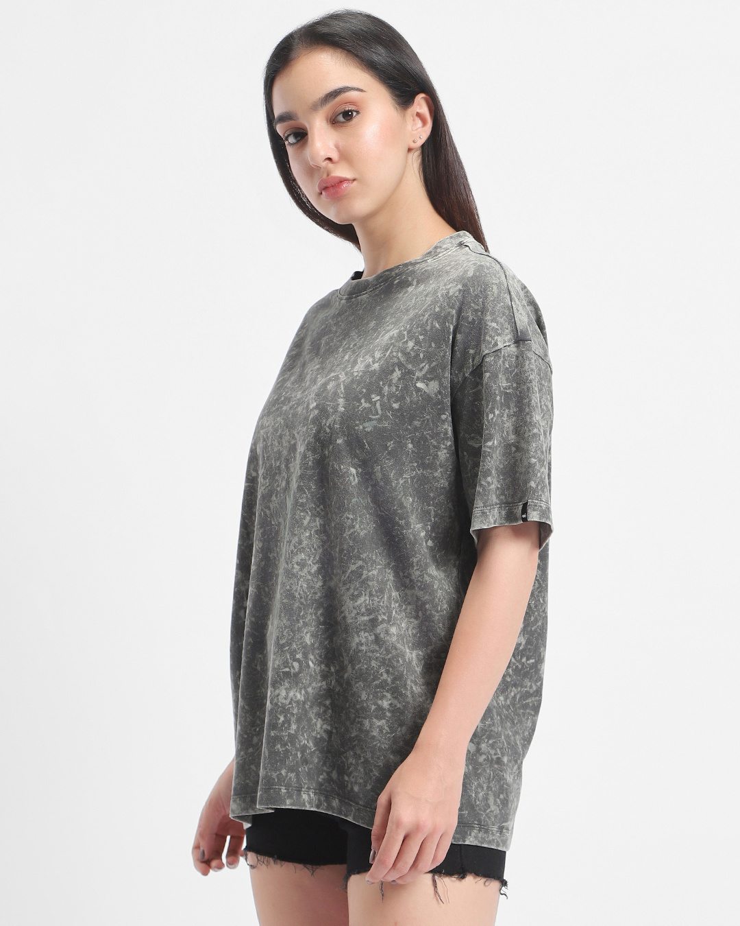 Shop Women's Grey Oversized Acid Wash T-shirt-Back