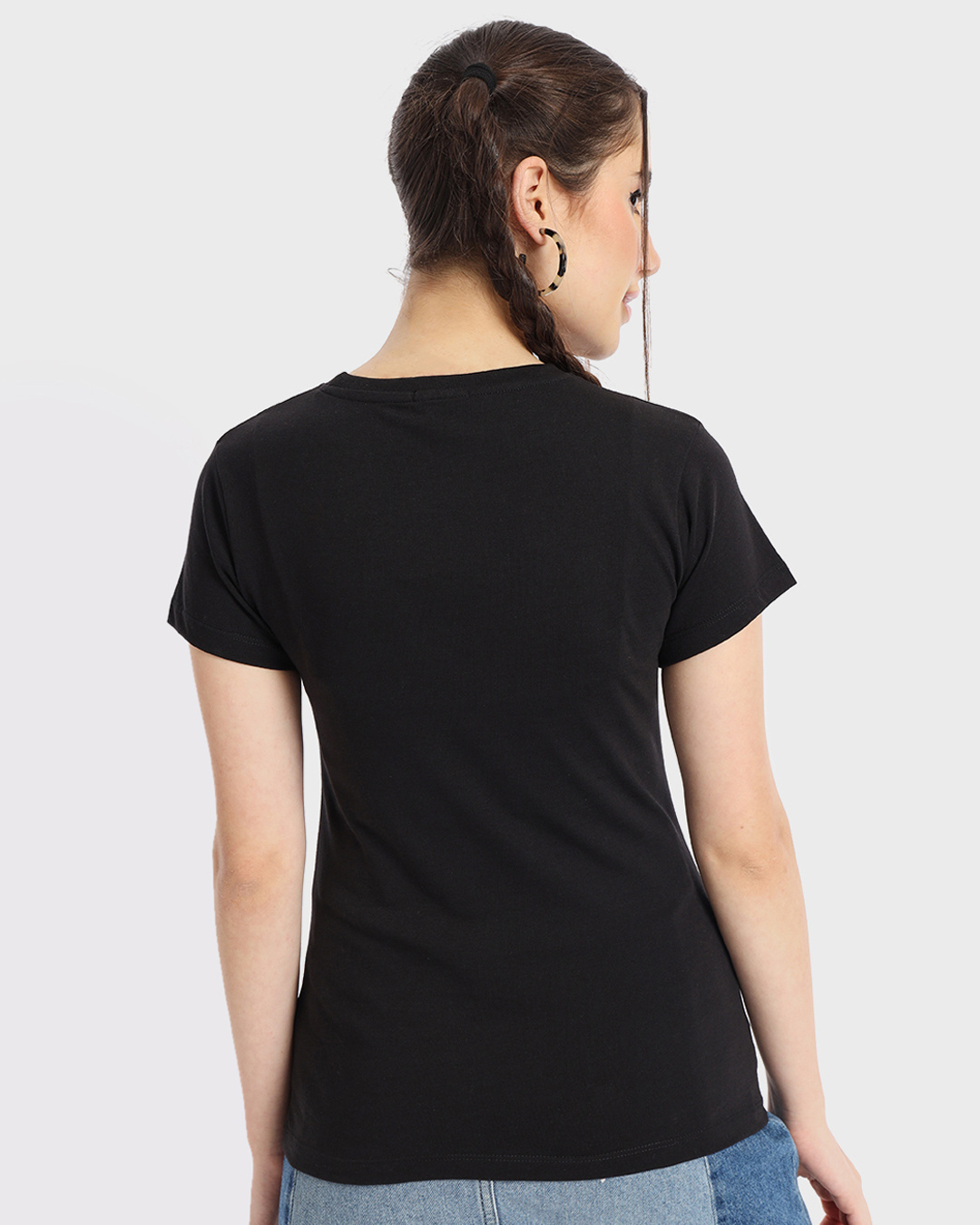 Shop Women's Black Hanging Astronaut Graphic Printed T-shirt-Back